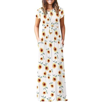 Maxi Dresses Short Sleeves with Pockets