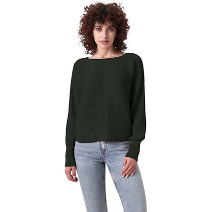 Spicy Sandia Women Long Sleeve Crew Neck Solid Color Block Casual Loose Knitted Pullover Sweater Tops